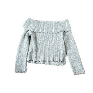 Celebrity Pink Scalloped Off Shoulder Sweater L Gray Soft